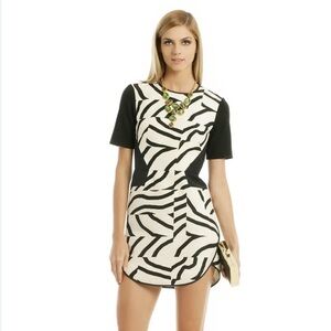 NWT TIBI Abstract Zebra Maze Colorblocked Mini Dress